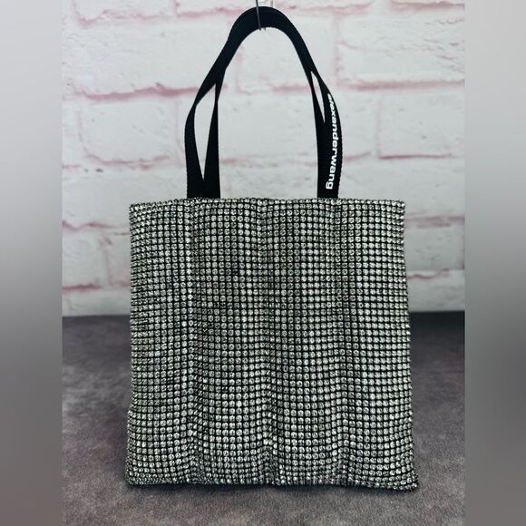 Alexander Wang Mesh Quilted Heiress Black Rhinestone Mini Tote Bag - Picture 3 of 13
